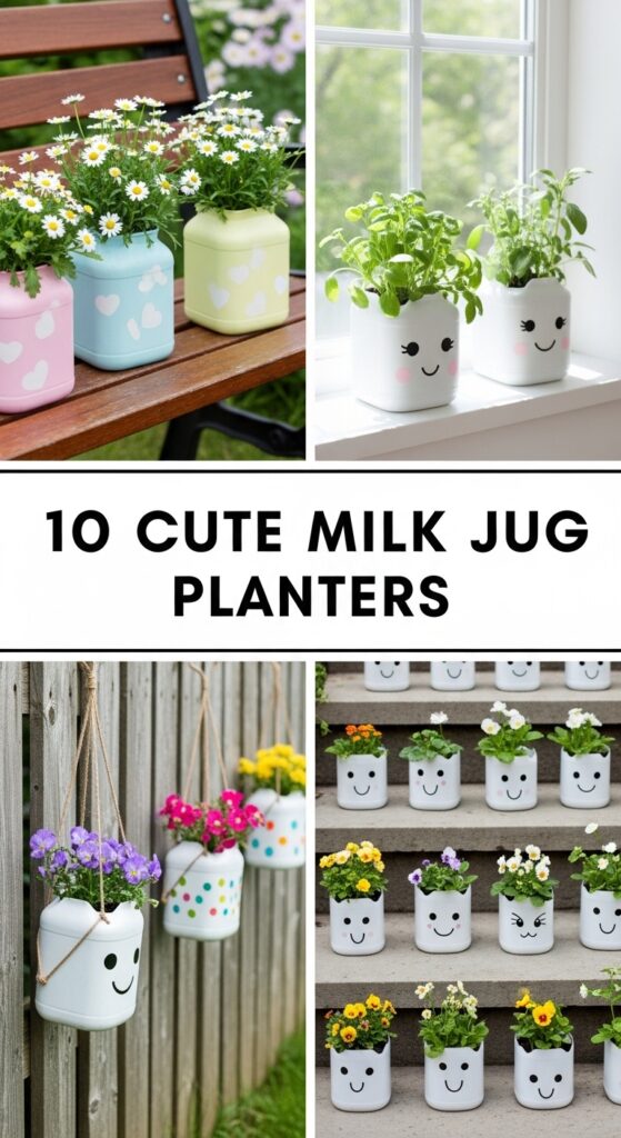 Cute Milk Jug Planters