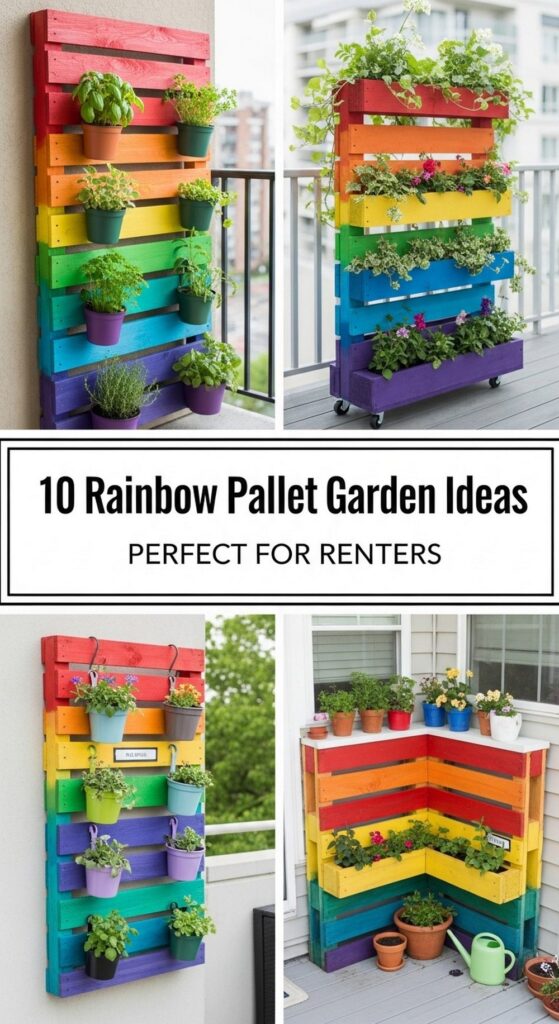 Rainbow Pallet Garden Ideas That Are Perfect for Renters