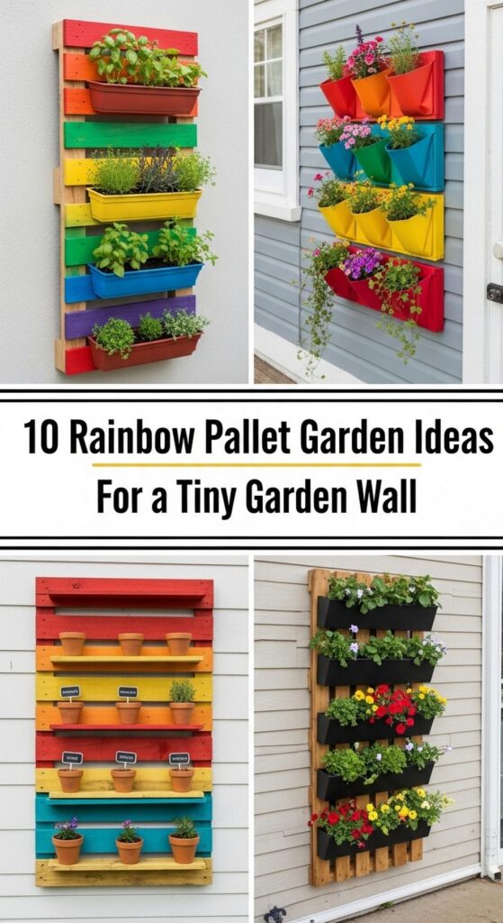 Rainbow Pallet Garden Ideas for a Tiny Garden Wall