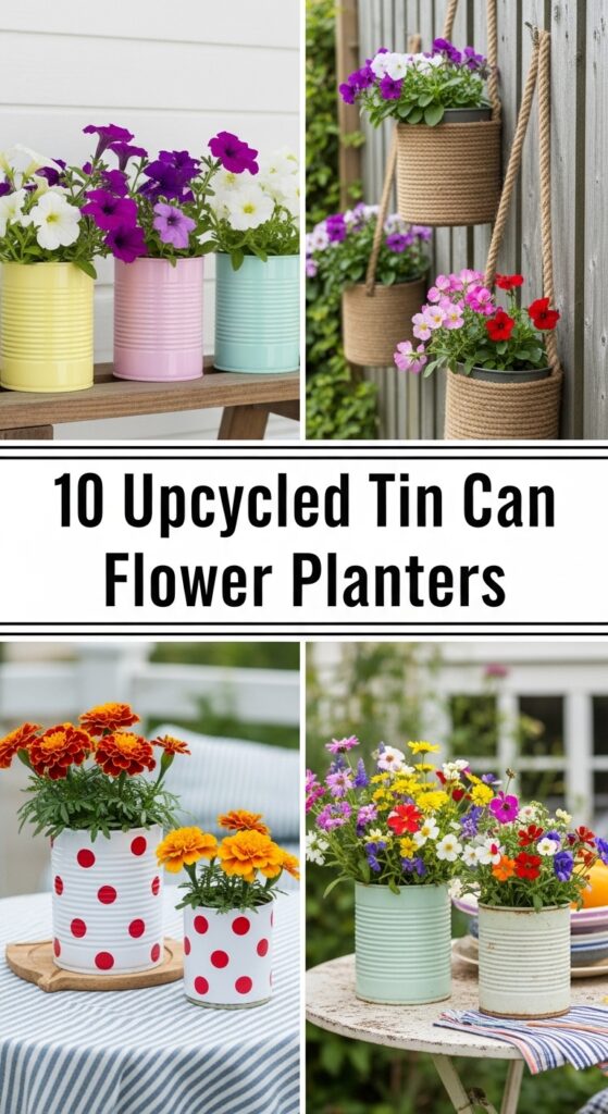 Upcycled Tin Can Flower Planters