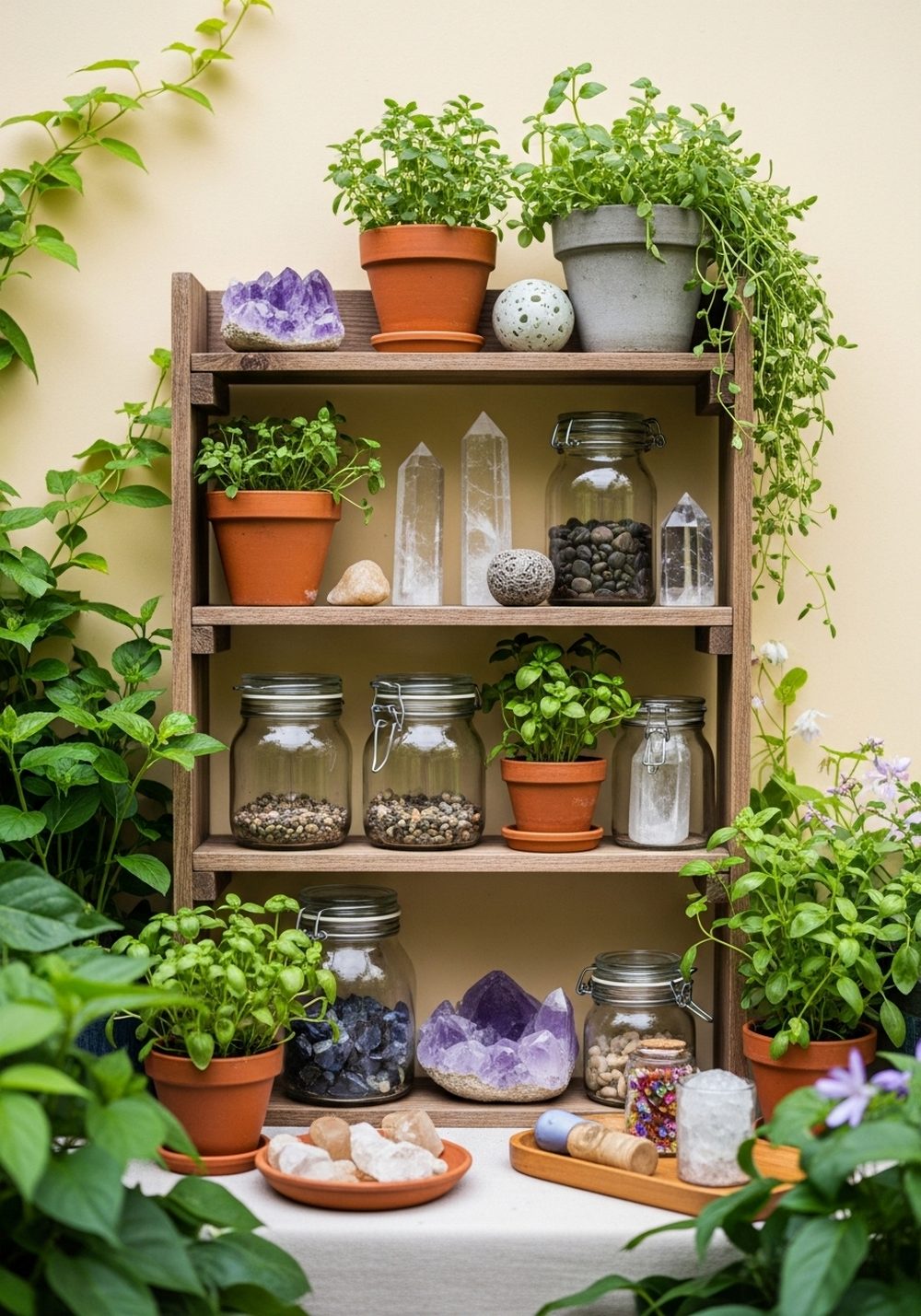 A DIY Herb And Crystal Display Shelf