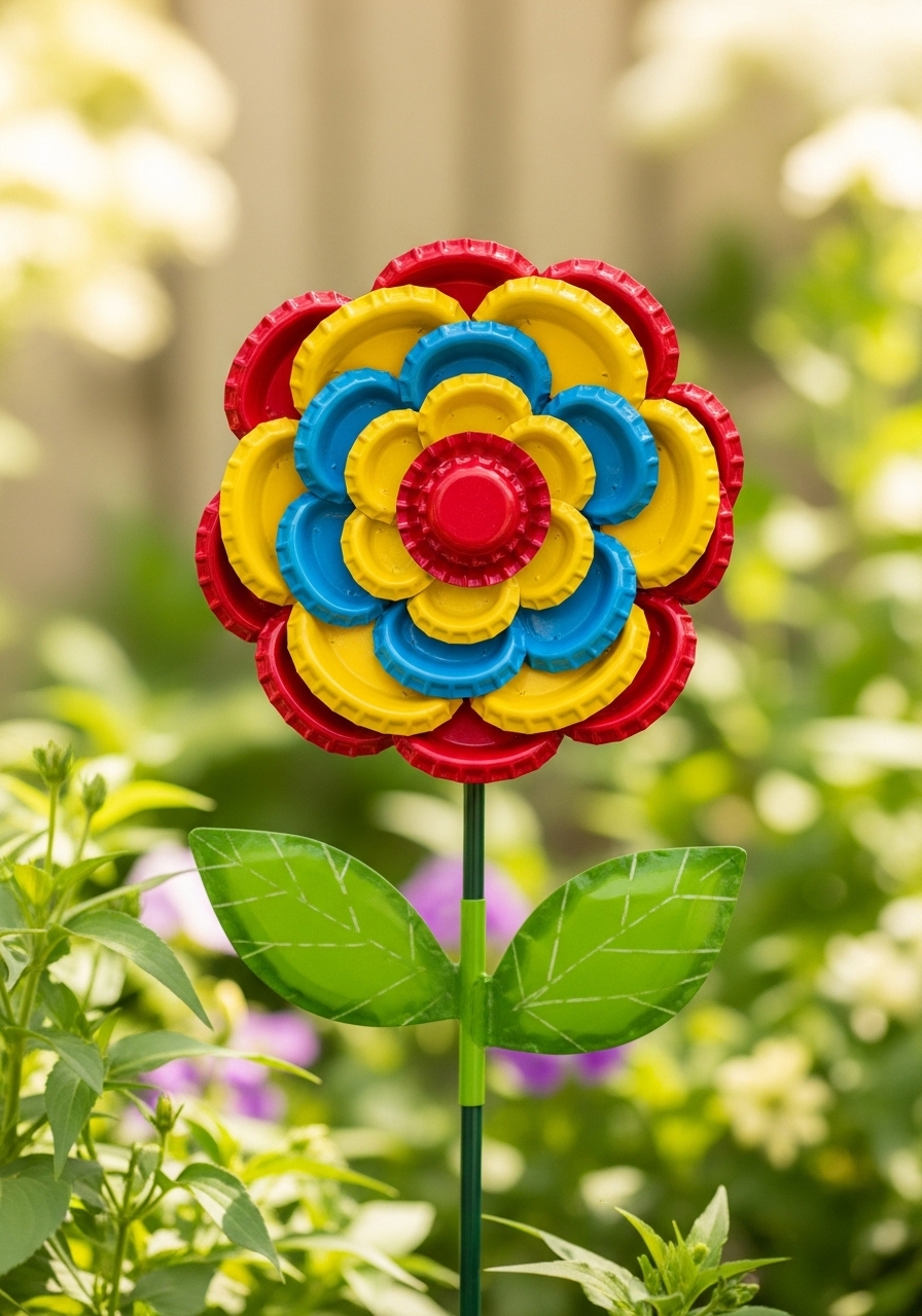 Bottle Cap Flower Art