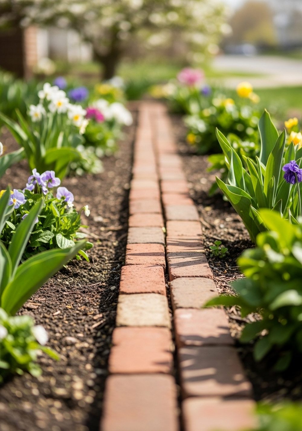 Brick-Edged Front Yard Border