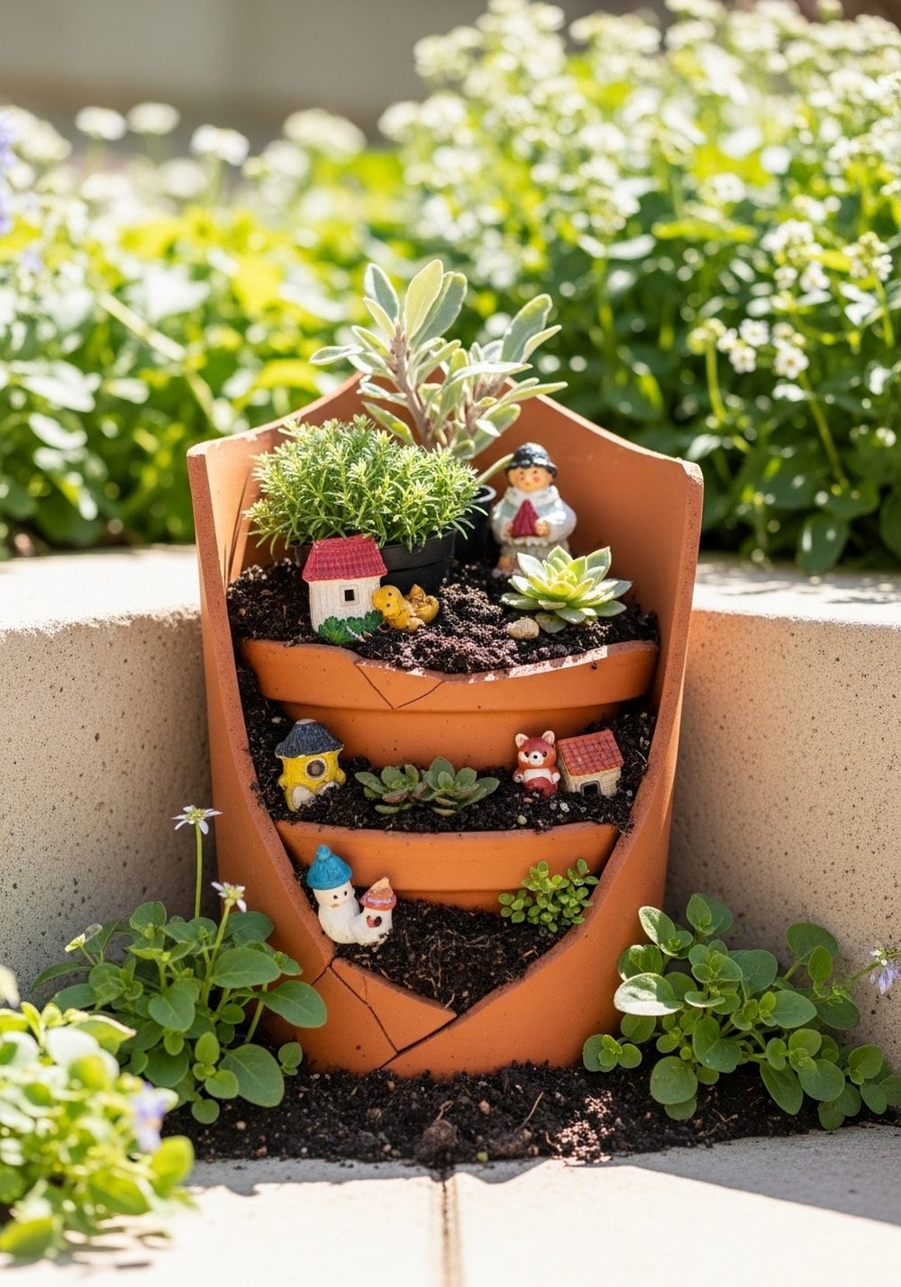 Broken Pot Fairy Garden Corner