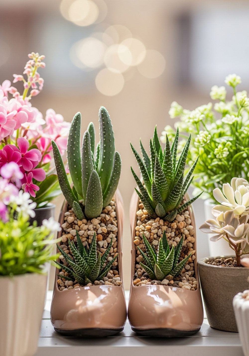 Chic High-Heel Succulent Display