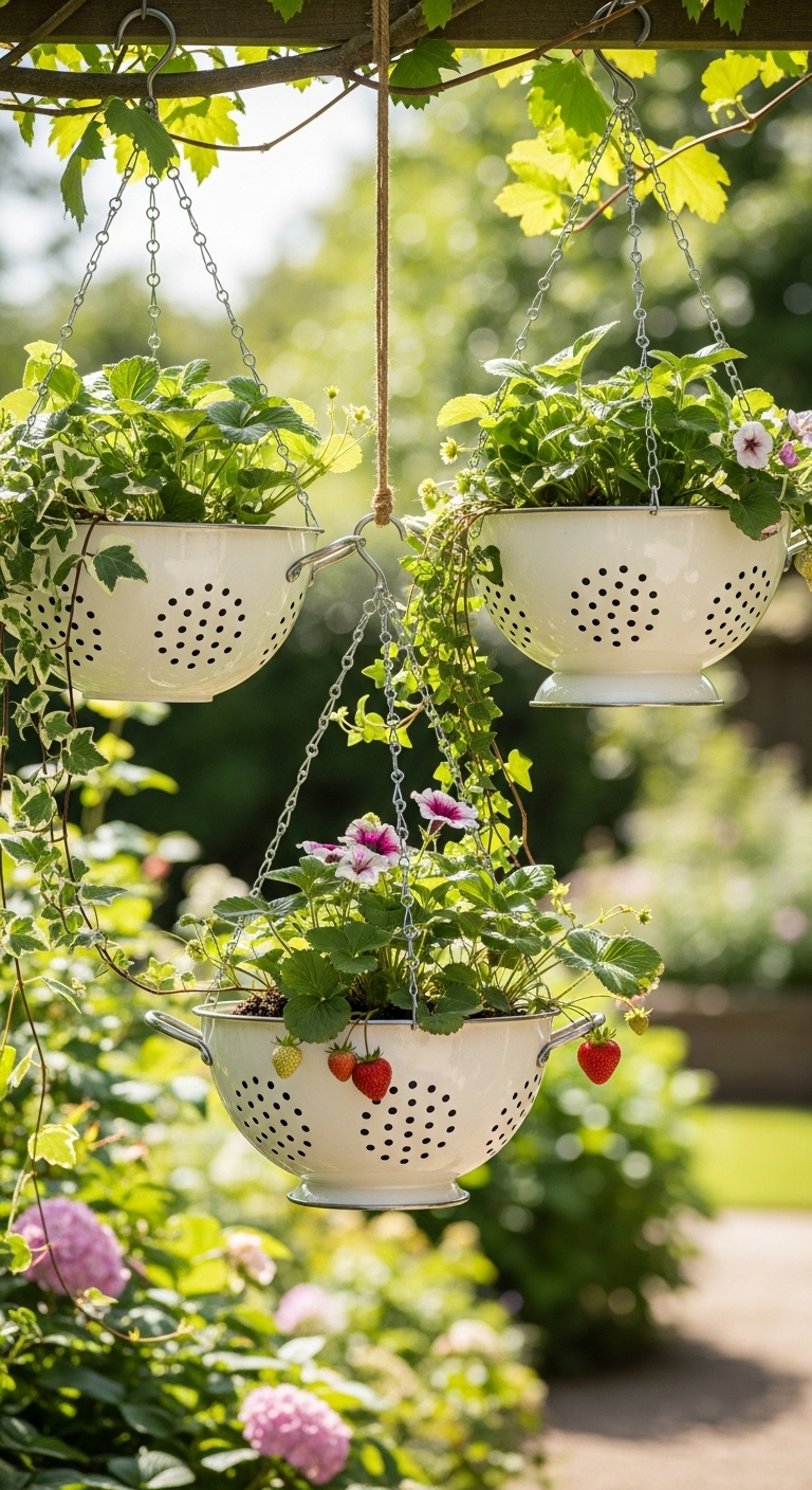 Colander Hanging Basket Planters
