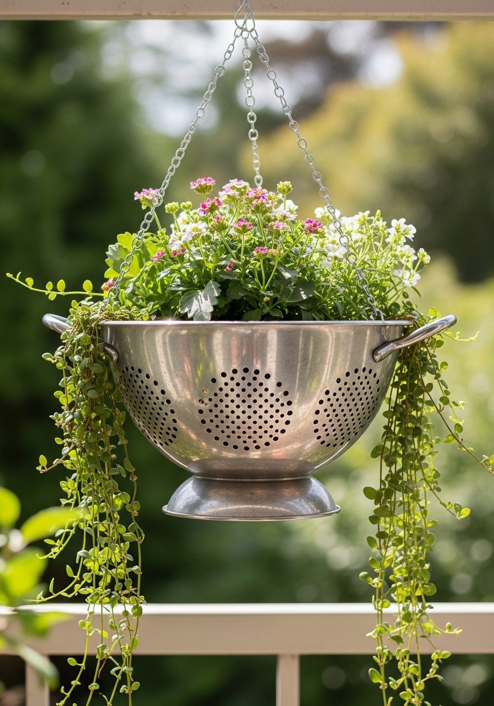 Colander Hanging Flower Basket