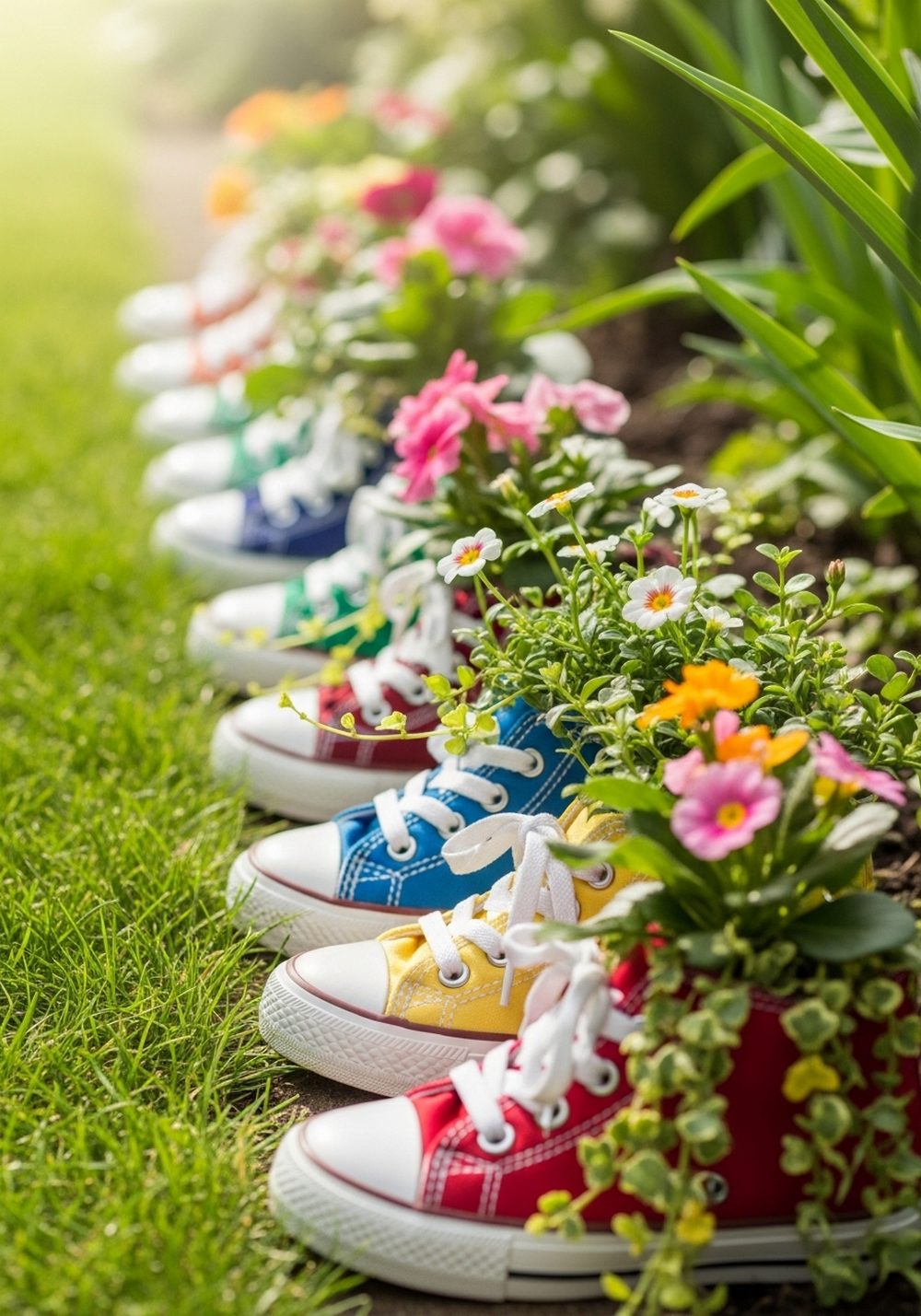 Colorful Kids’ Sneakers Flower Row