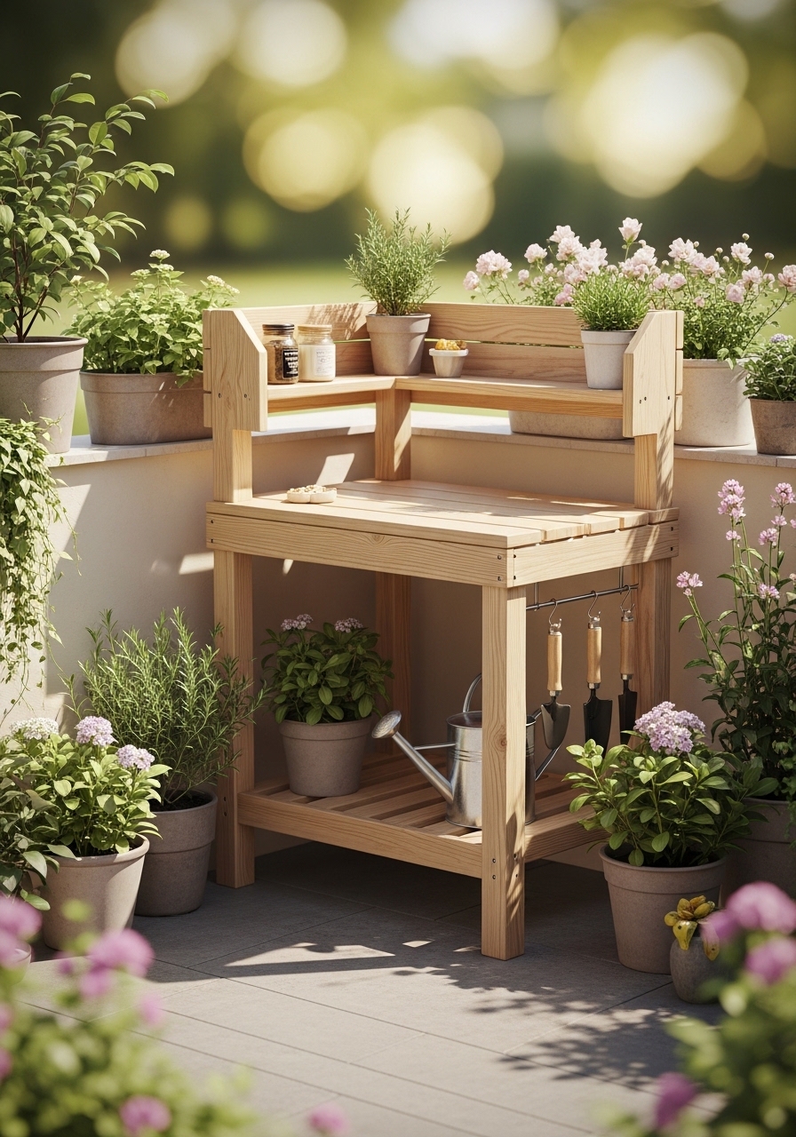 Compact Corner Potting Bench