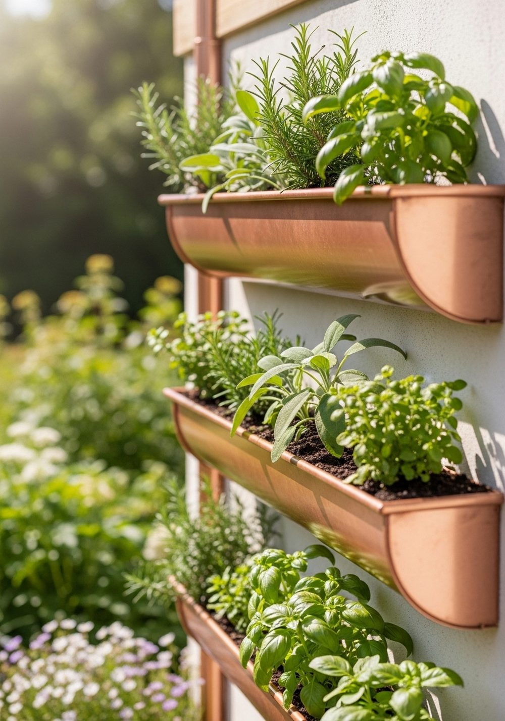 Copper-Look Gutter Herb Feature
