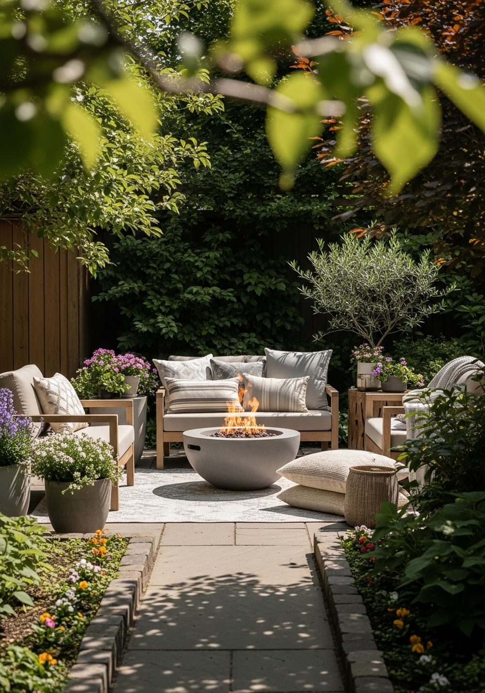 Fire Pit Lounge With Soft Seating
