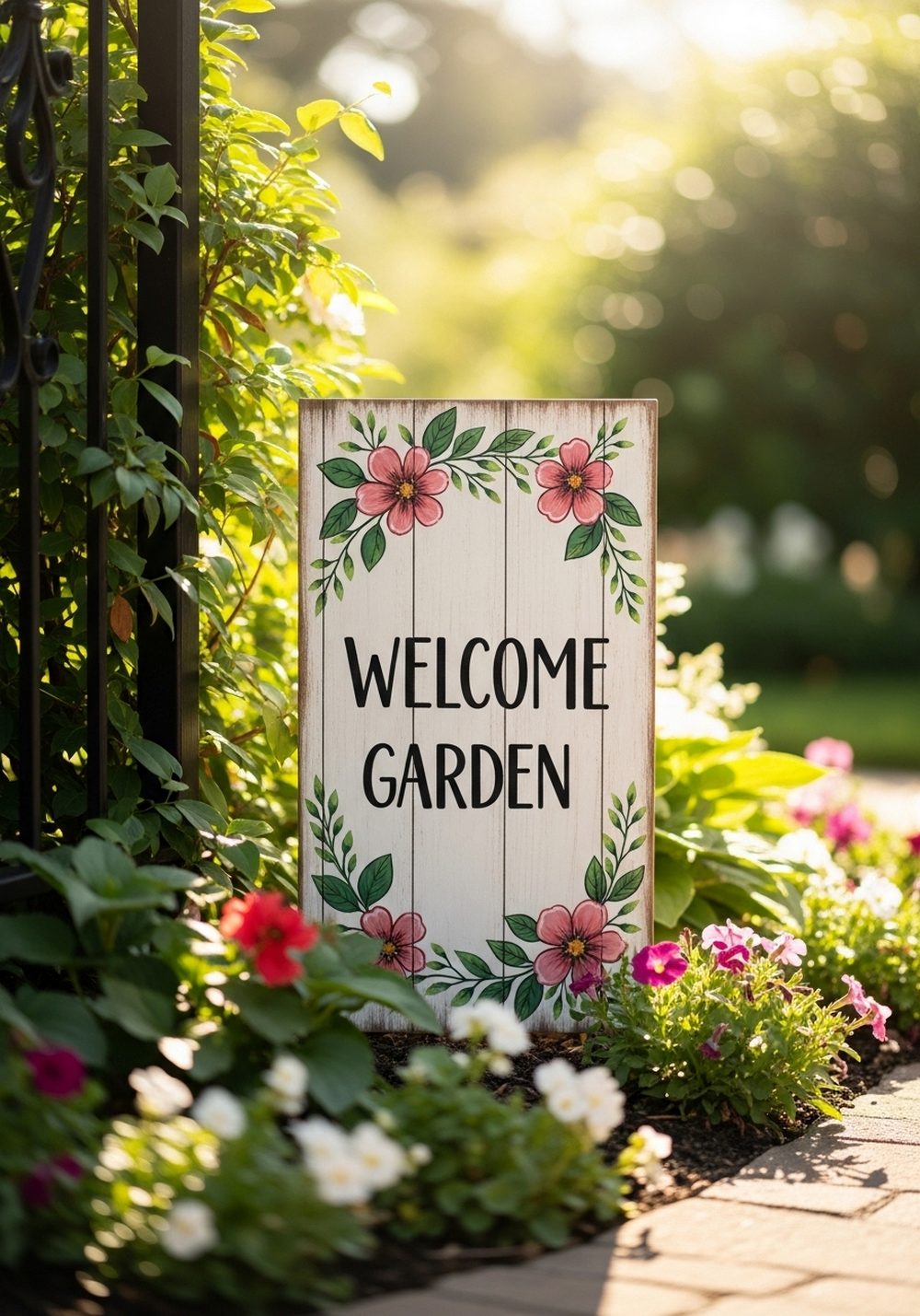 Hand-Painted Welcome Garden Sign