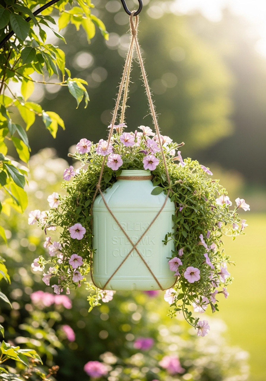 Hanging Milk Jug Flower Basket