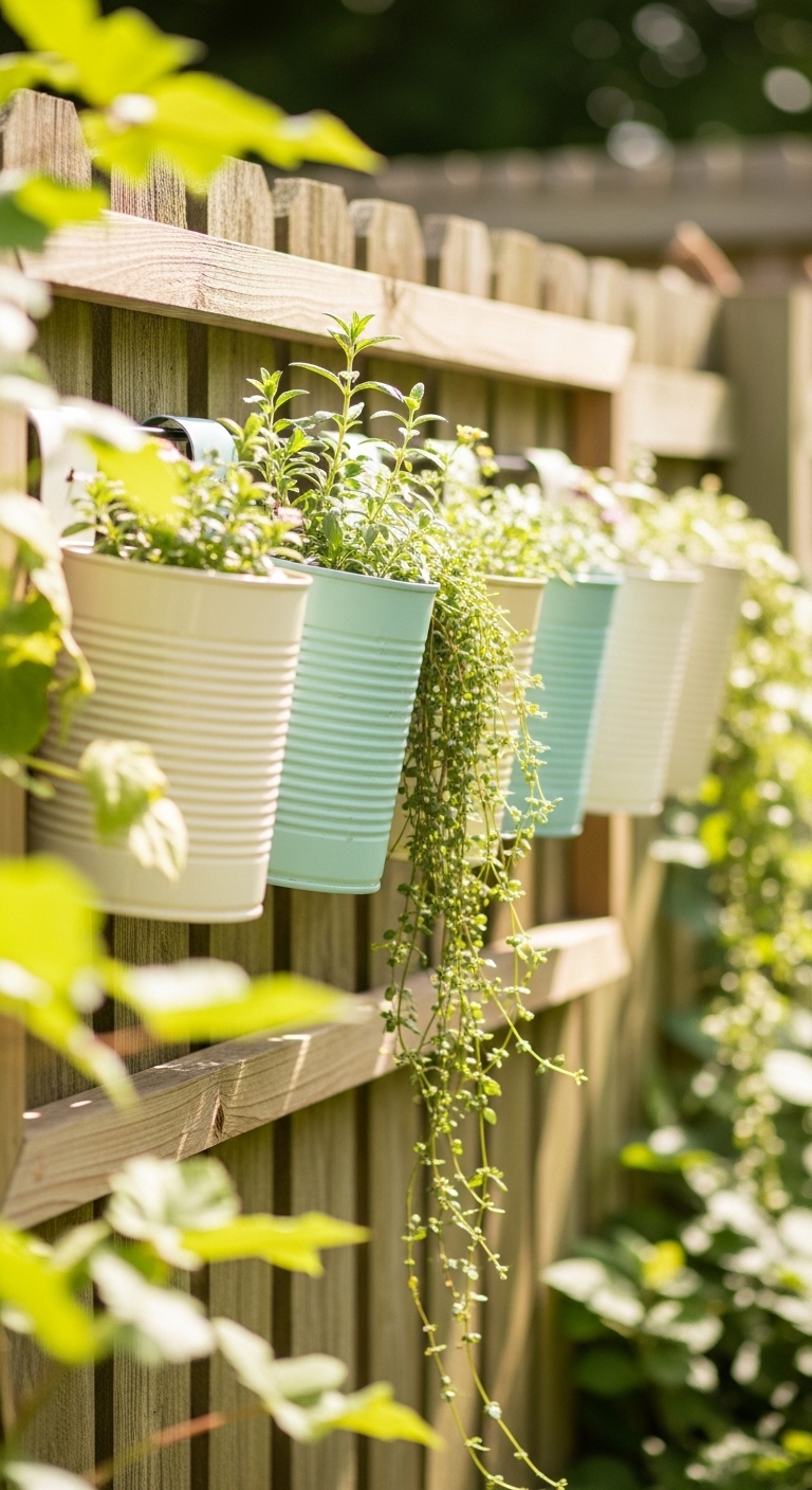 Hanging Tin Can Planter Row