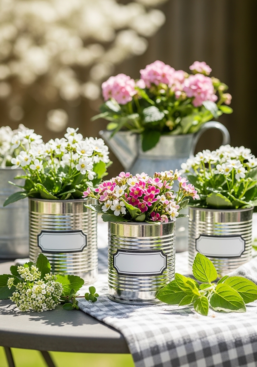 Herb Label Tin Can Planters