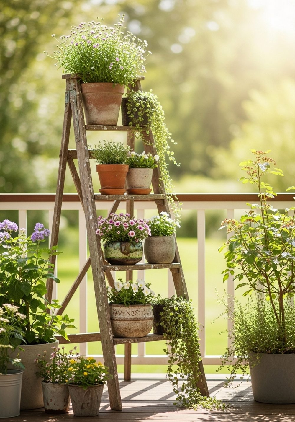 Ladder Shelf Flower Corner
