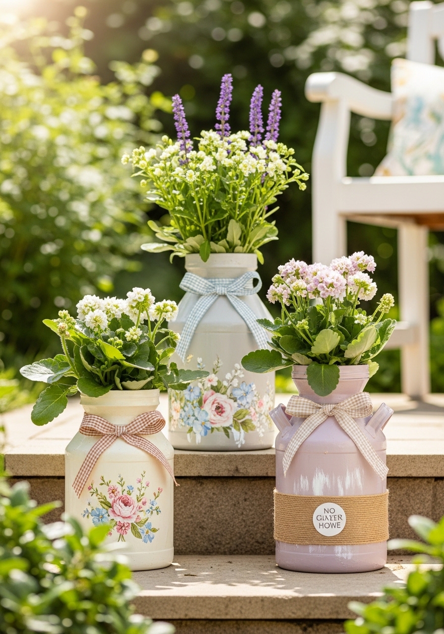Layered Milk Jug Planter Trio