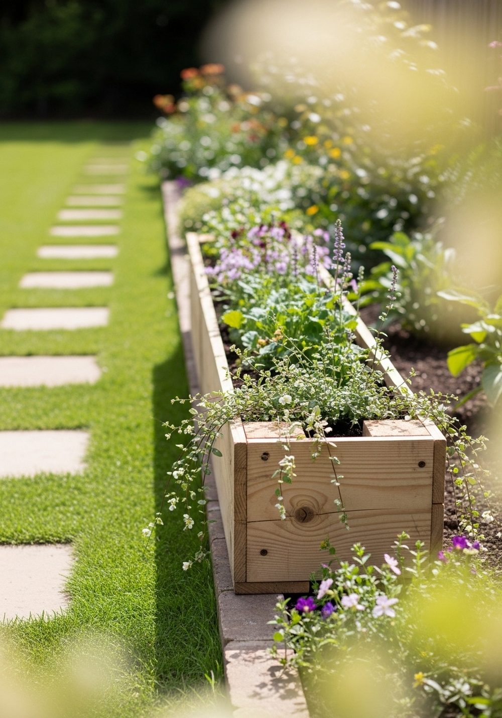 Low Pallet Trough Planter As A Garden Border