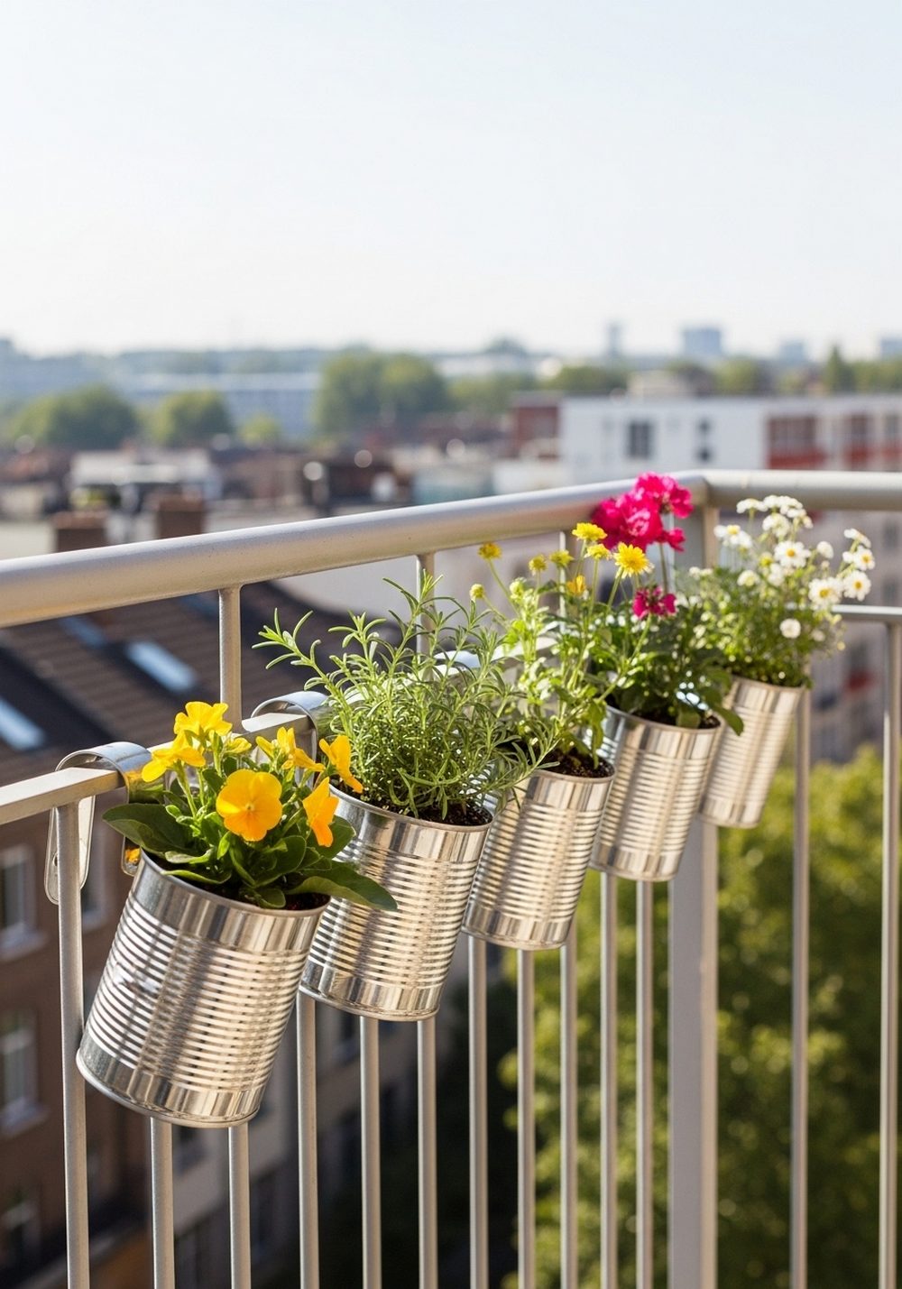 Magnetic Tin Can Railing Planters
