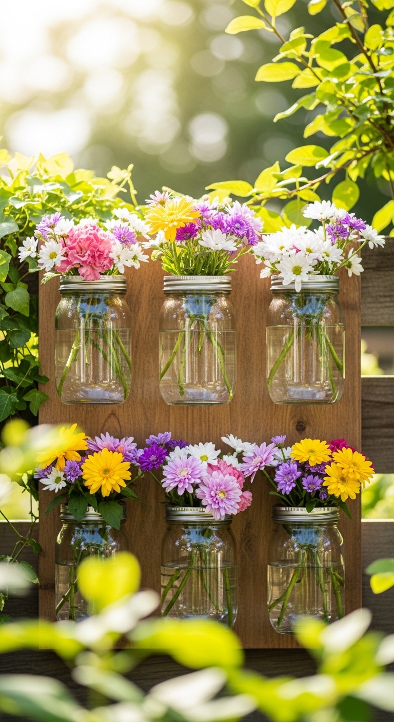 Mason Jar Flower Planter Wall