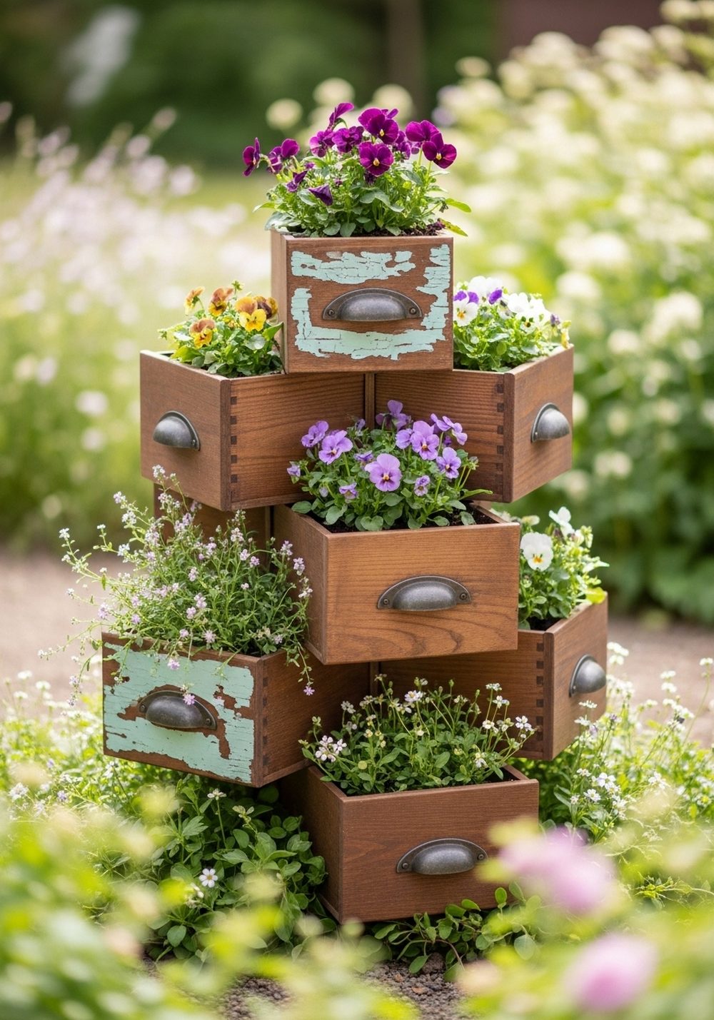 Old Drawer Stacked Planter