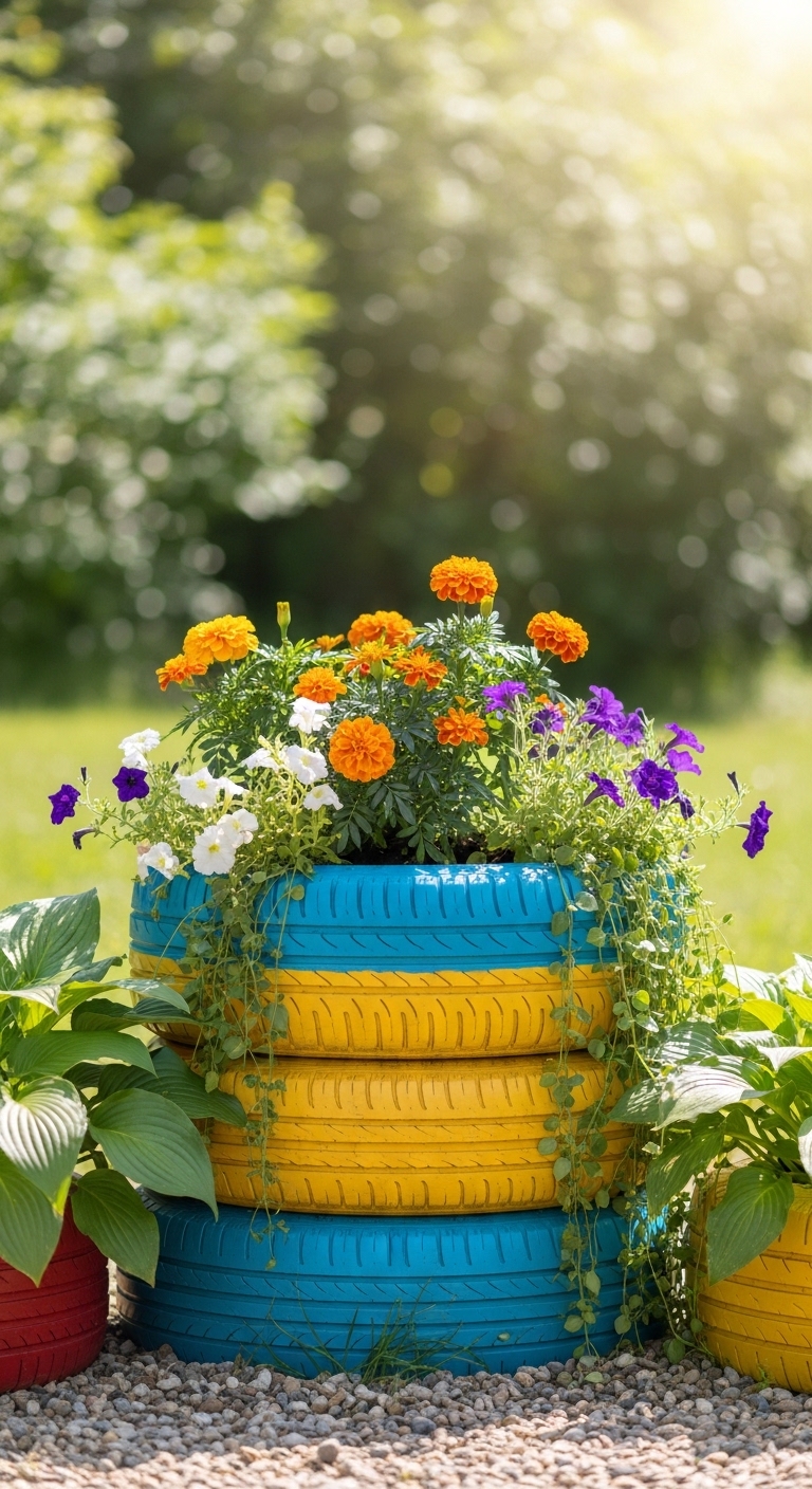 Old Tire Flower Planters