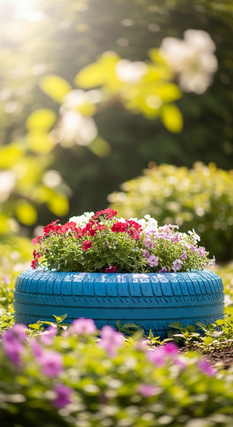 Painted Tire Flower Planter