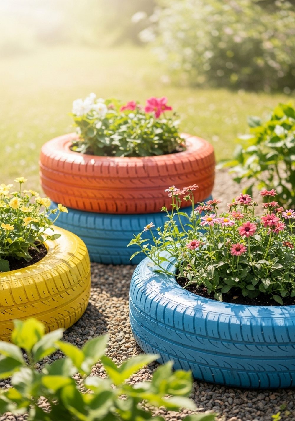 Painted Tire Flower Planters