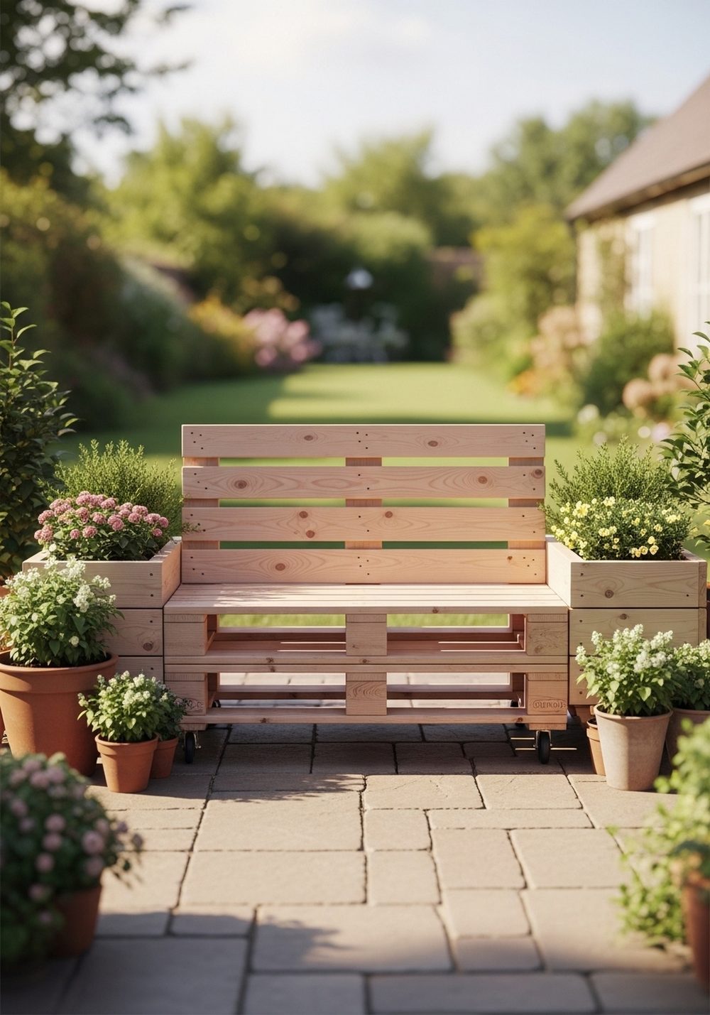 Pallet Bench With Side Planter Boxes