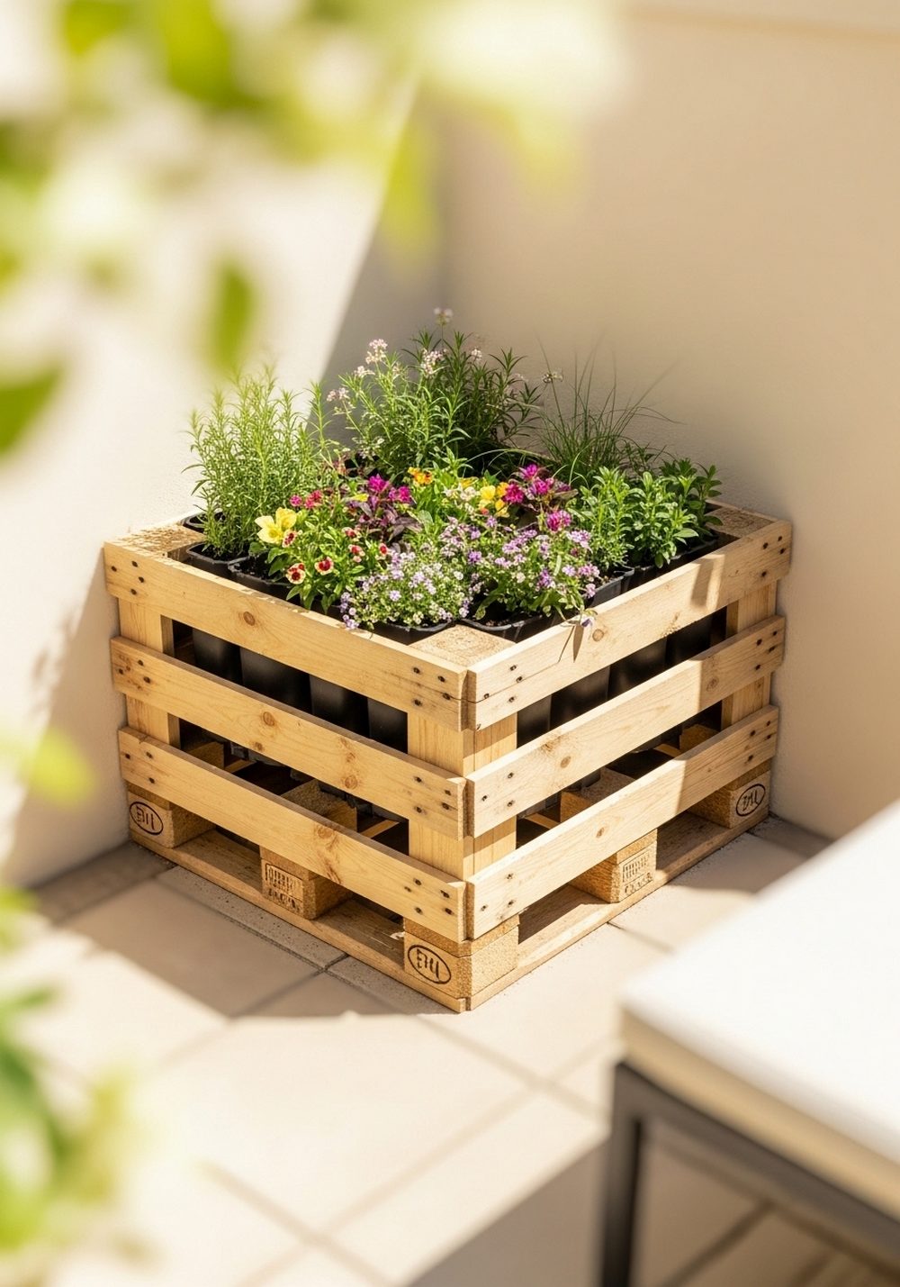 Pallet Corner Planter For Small Patios