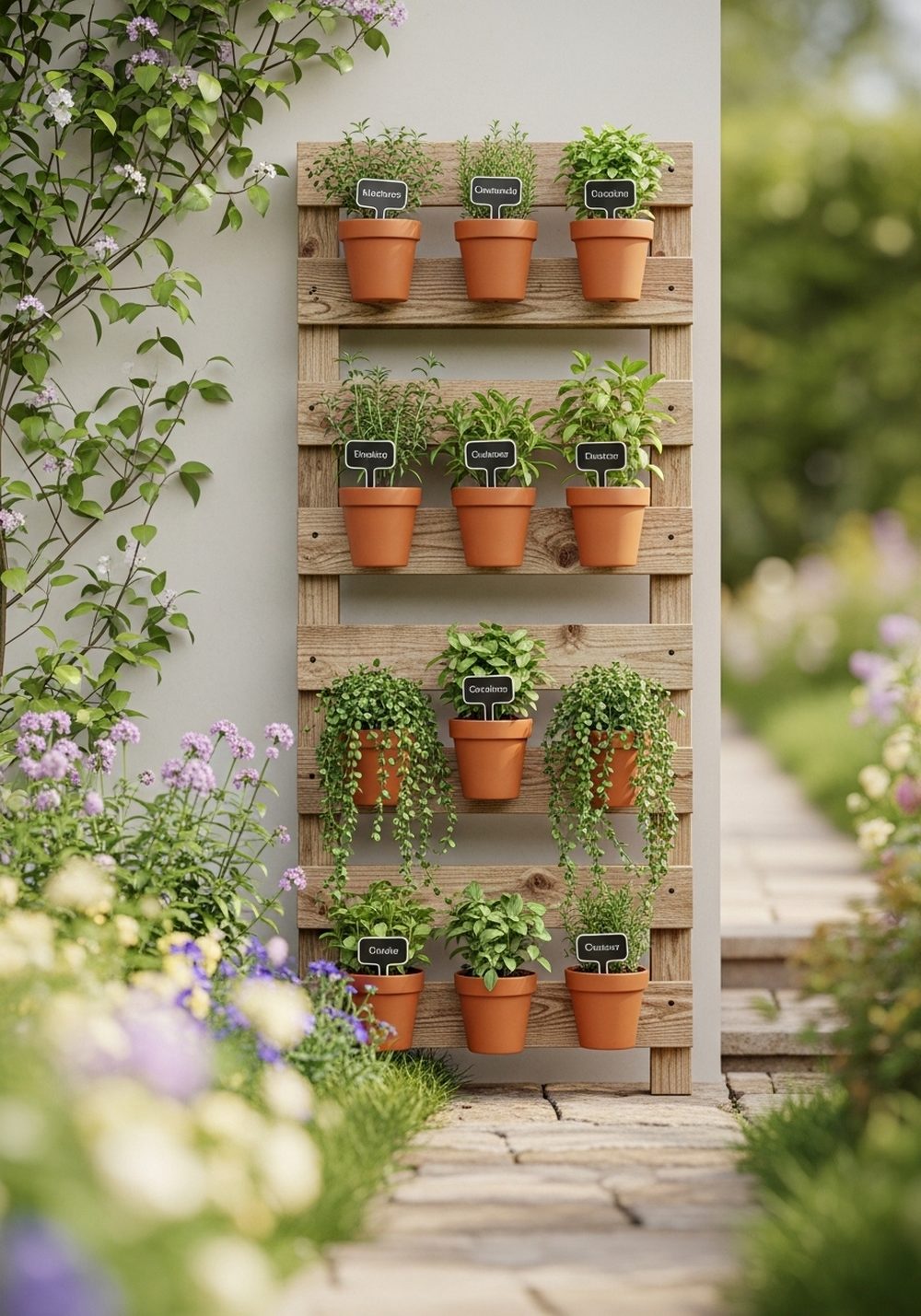 Pallet Herb Ladder By The Back Door