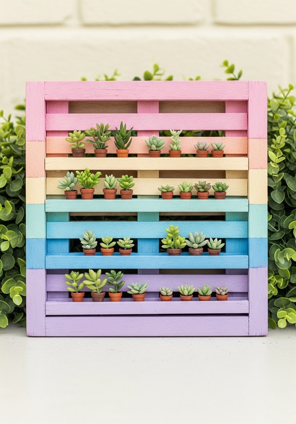 Pastel Rainbow Pallet For Tiny Succulents