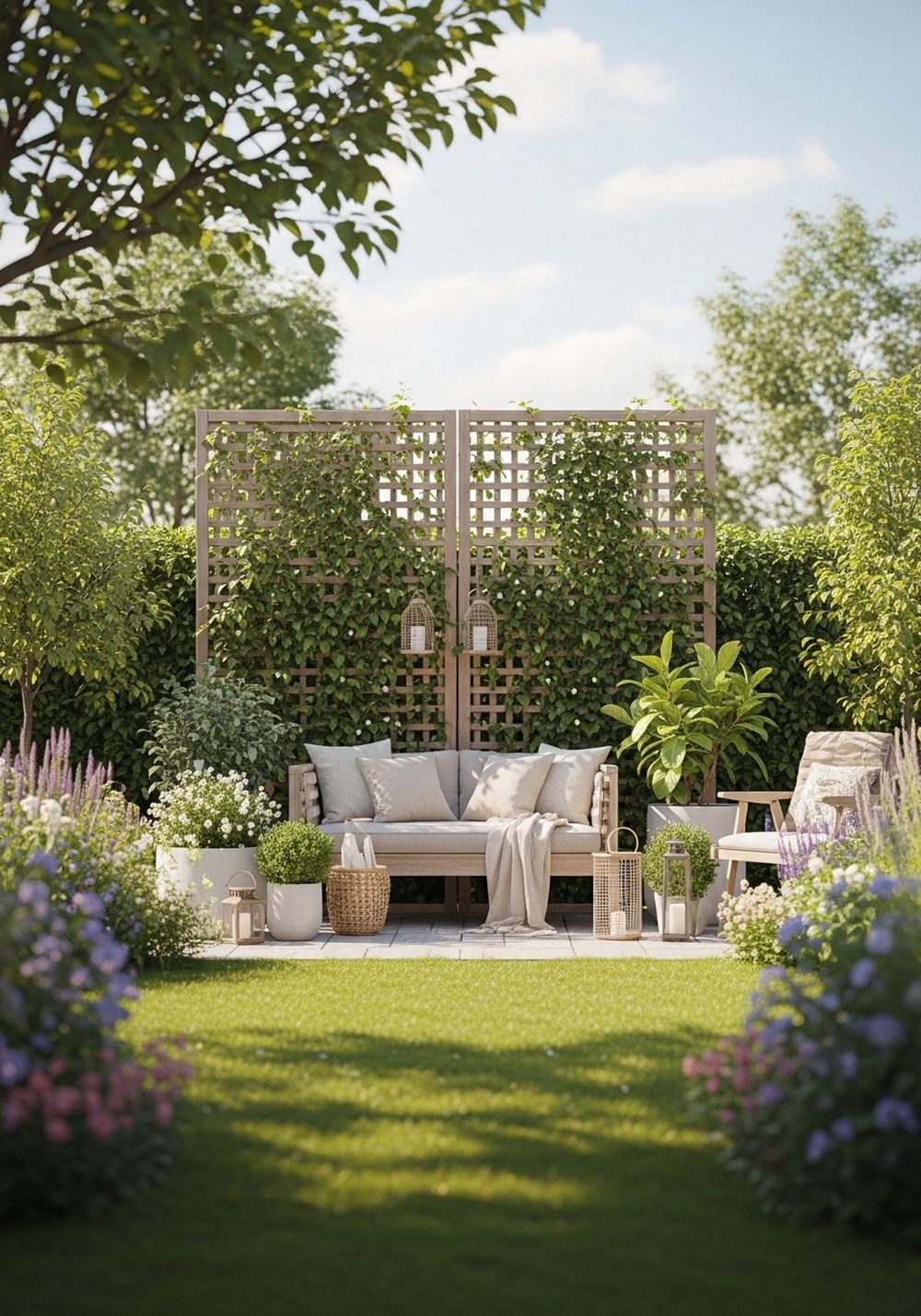 Privacy Screen With Climbing Plants