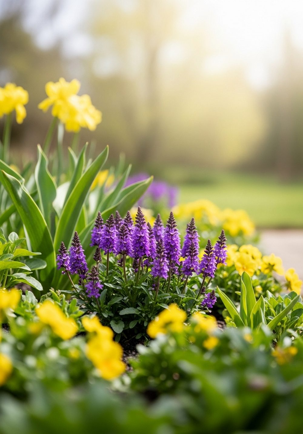 Purple And Yellow Spring Border