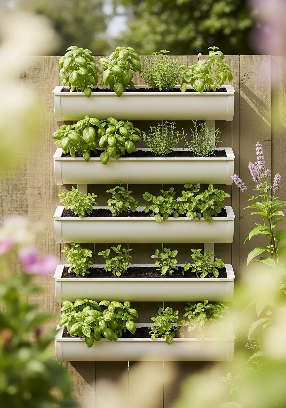 Rain Gutter Herb Wall