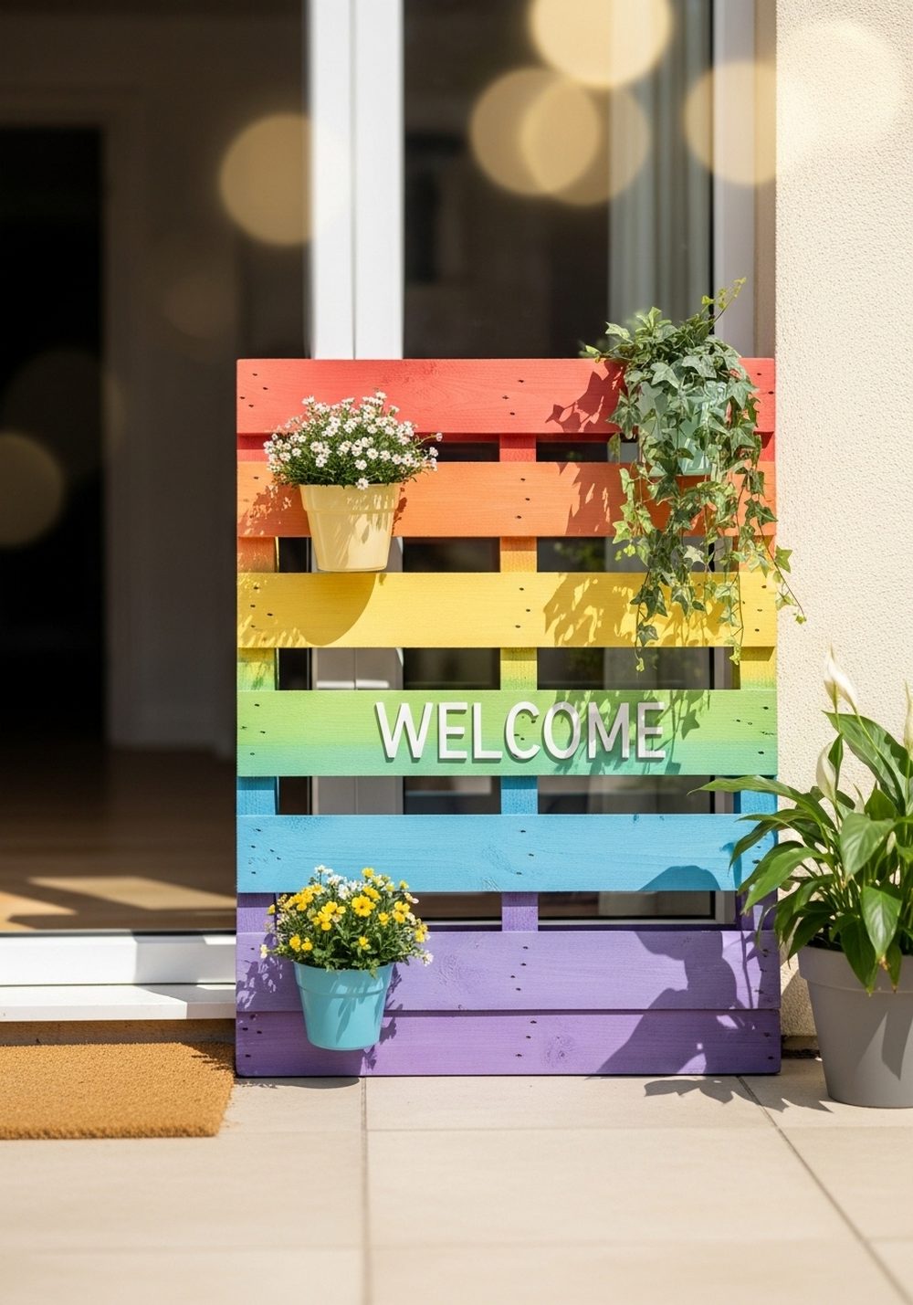Rainbow Pallet Entrance Welcome Panel