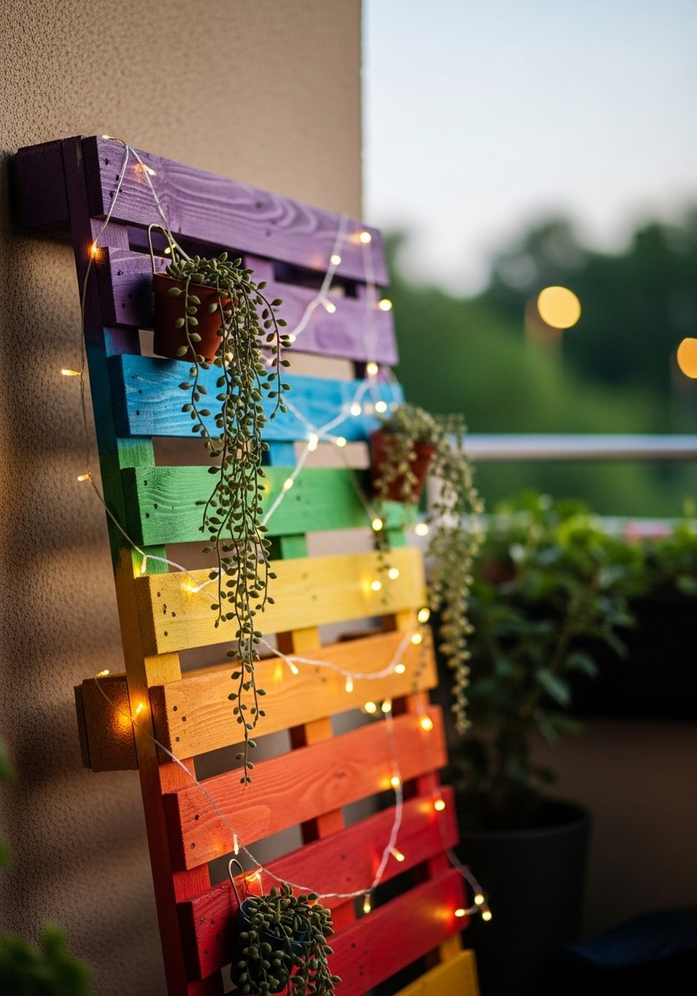 Rainbow Pallet Fairy Light Display
