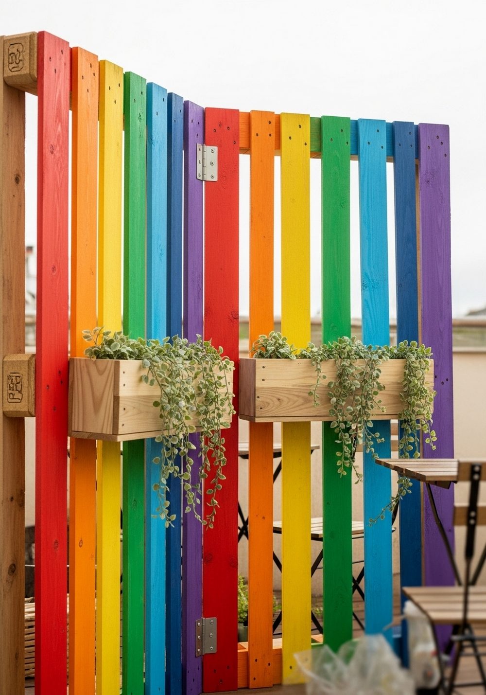 Rainbow Pallet Privacy Screen Planter