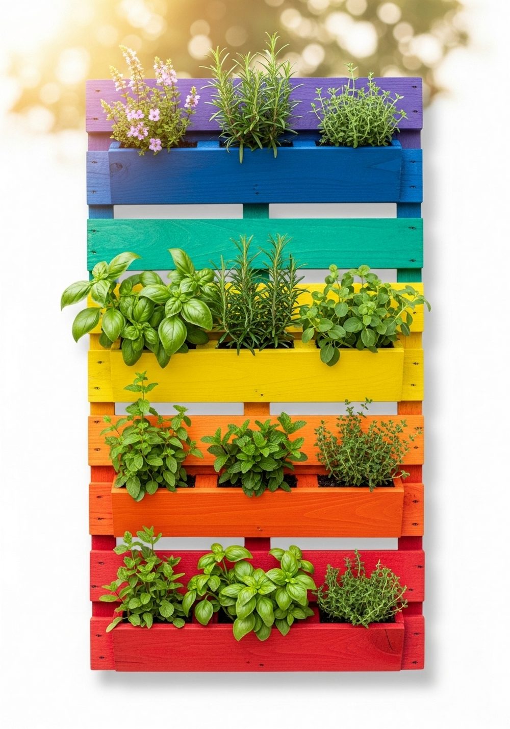 Rainbow Pallet Vertical Herb Garden
