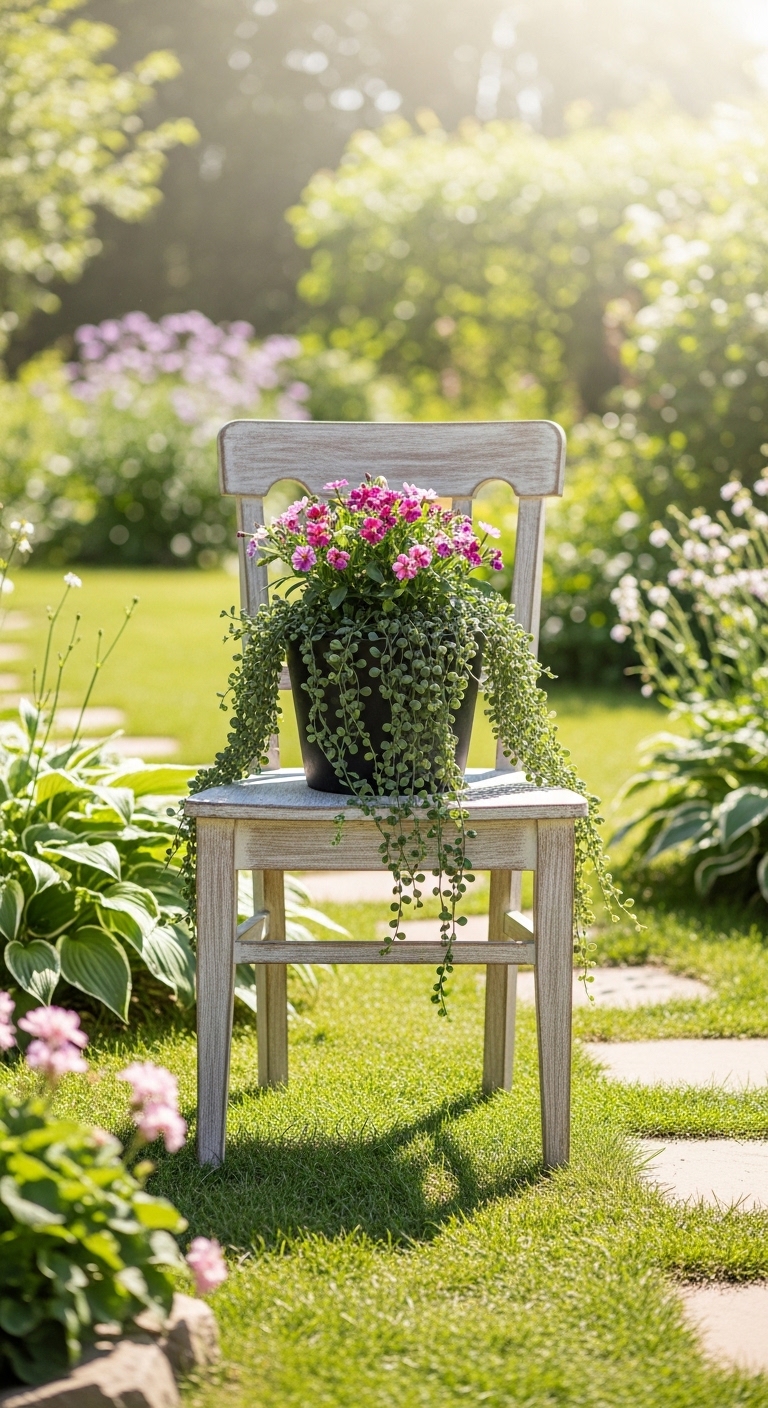 Repurposed Chair Seat Planter