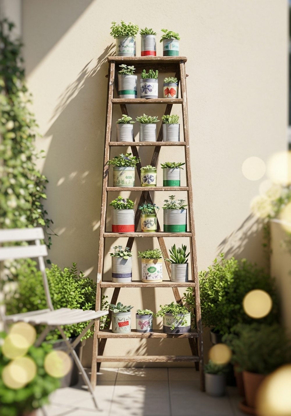 Reused Ladder Display Shelf
