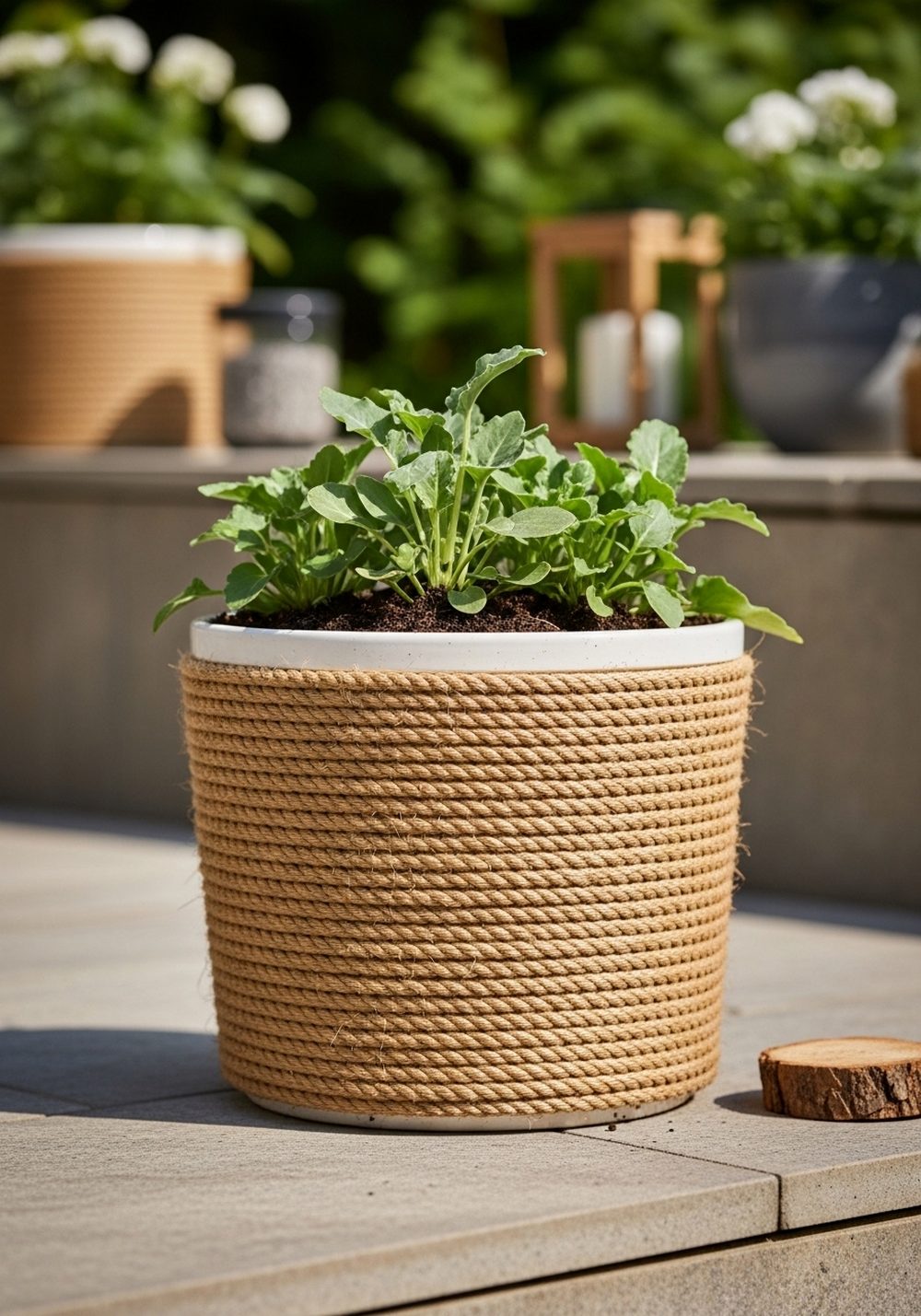 Rope-Wrapped Planter Makeover