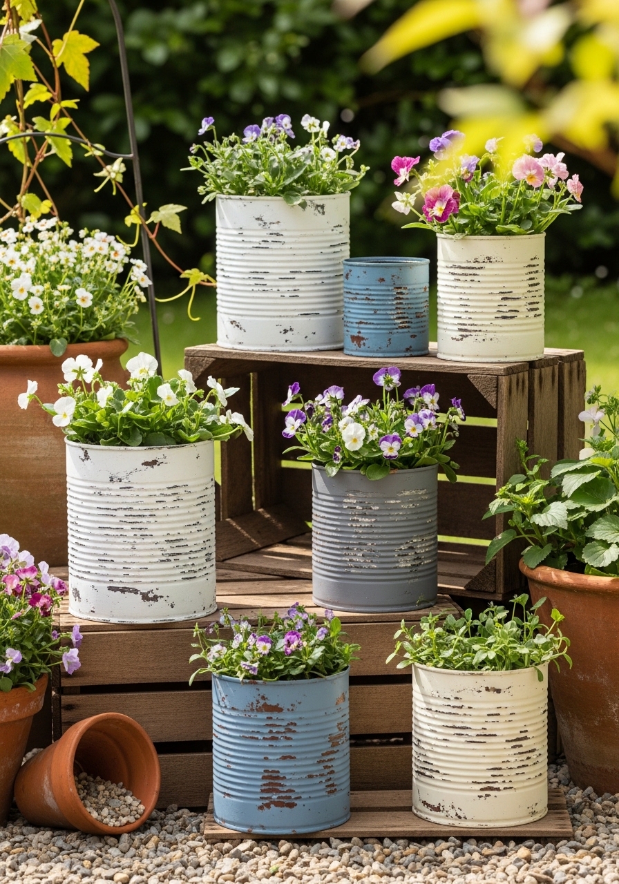 Rustic Distressed Farmhouse Cans