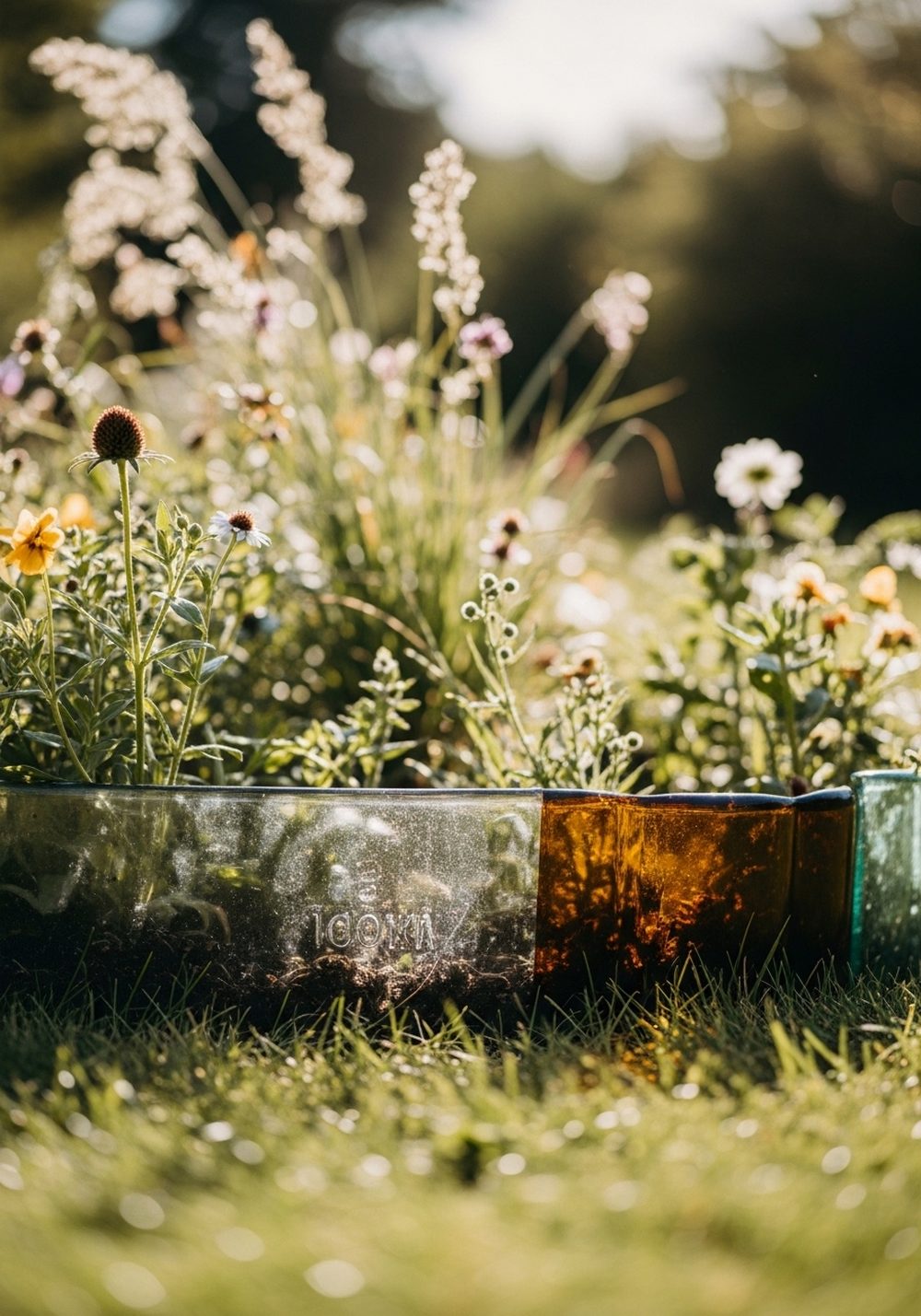 Rustic Mixed-Height Bottle Edge