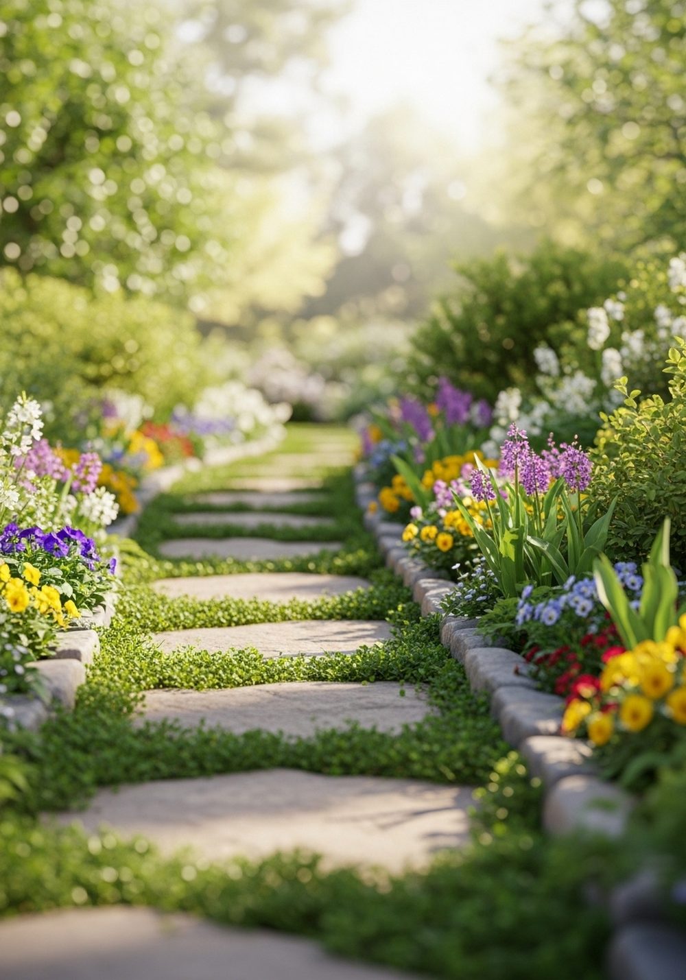 Stepping Stone Border With Spring Color