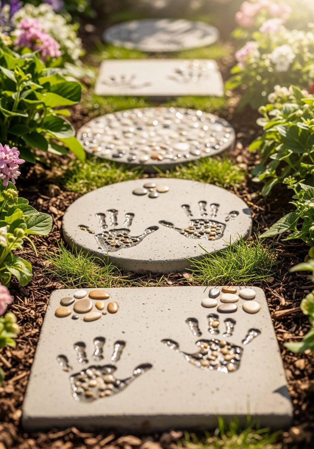 Stepping Stones With Handprints