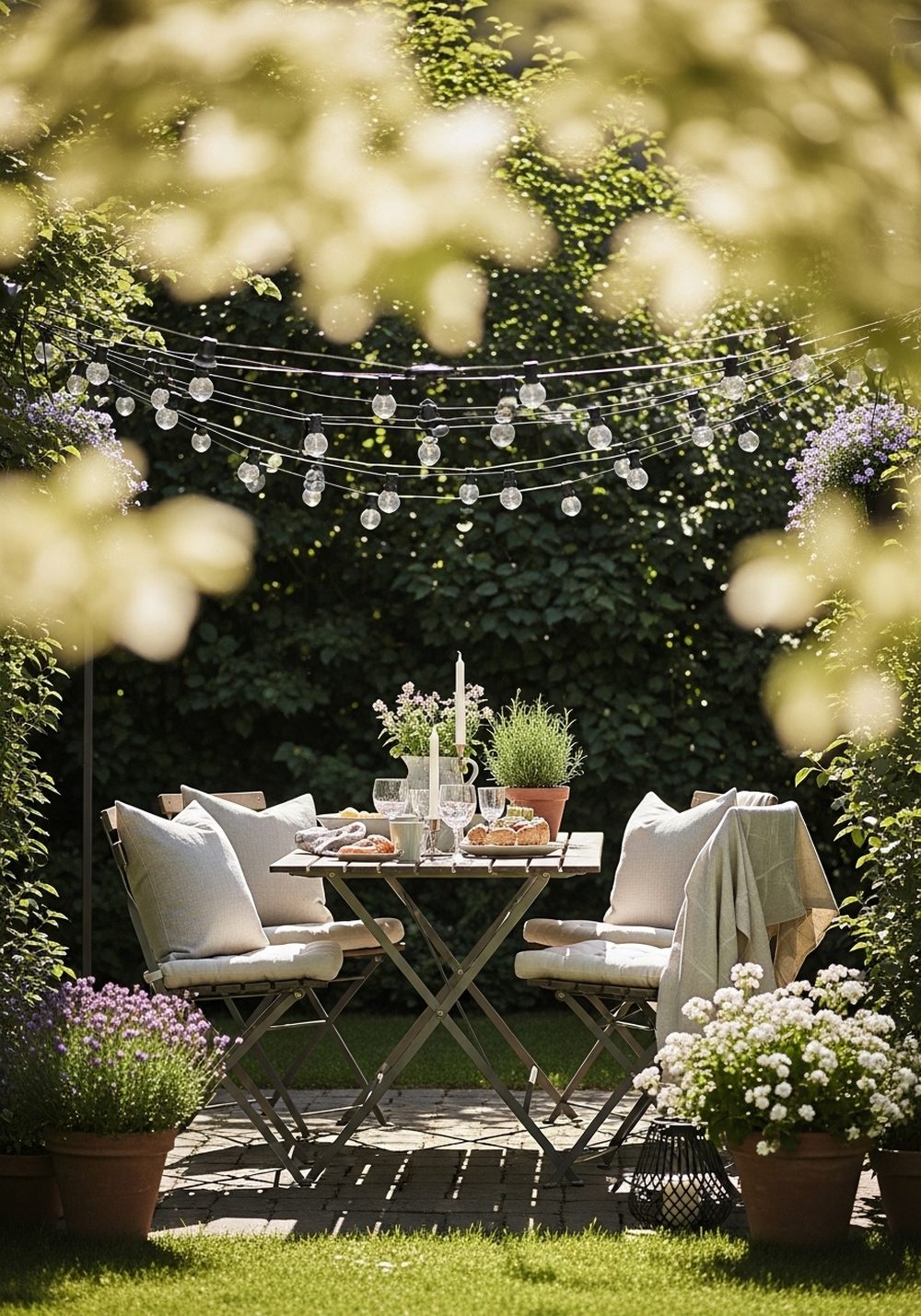 String Lights Over A Dining Corner