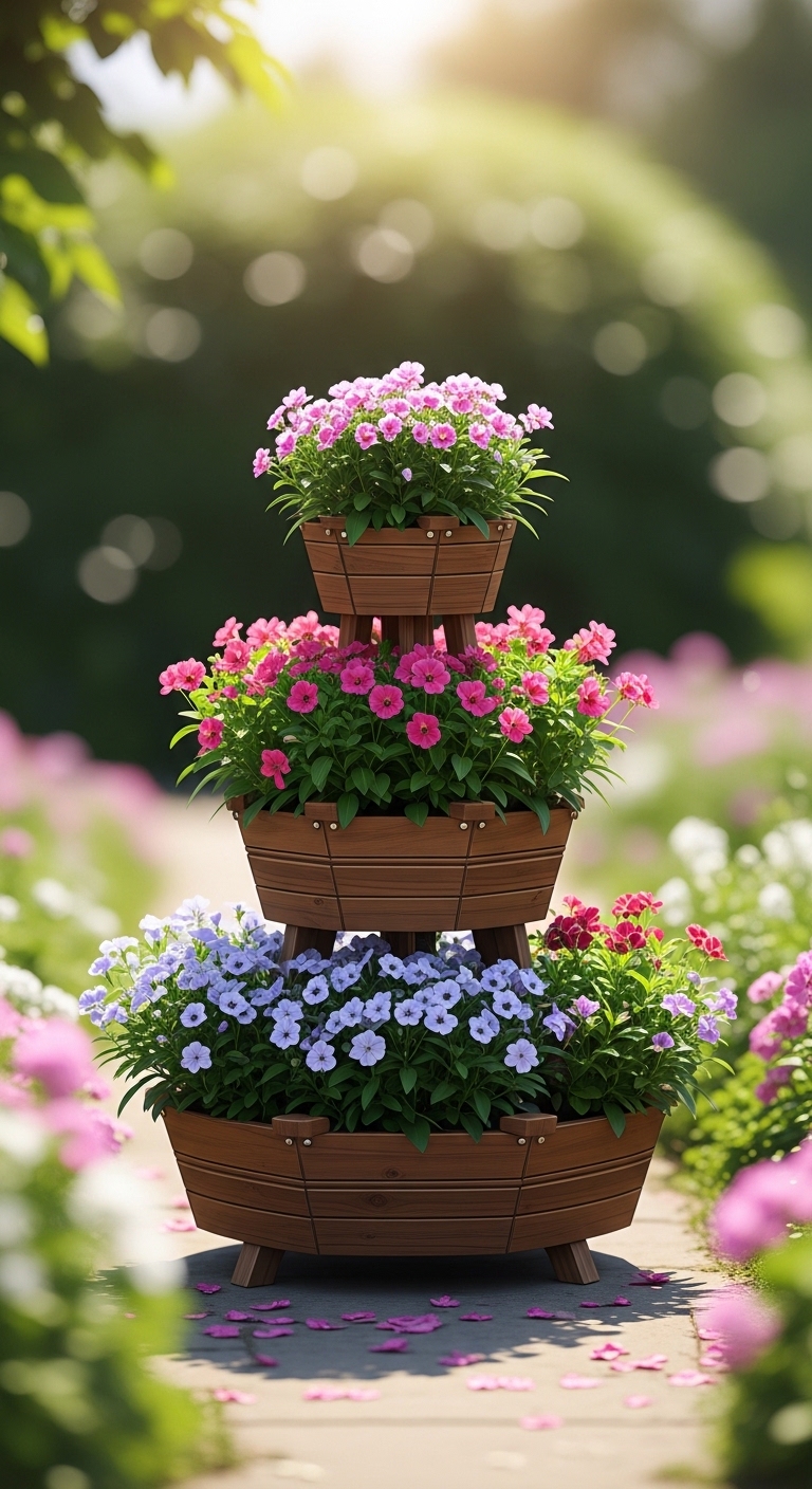 Tiered Wooden Flower Planter Stand