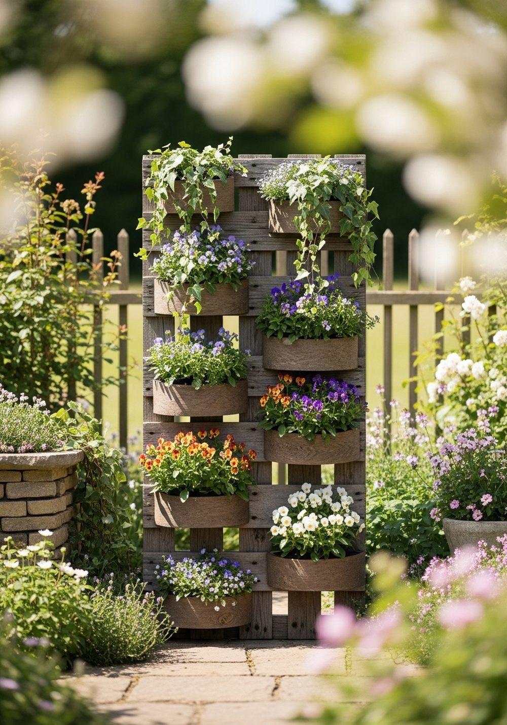 Vertical Pallet Flower Wall
