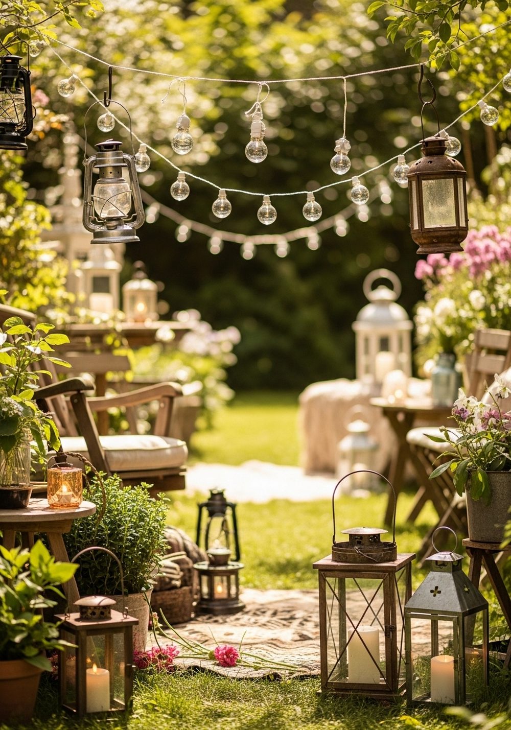 Vintage Lanterns And String Lights